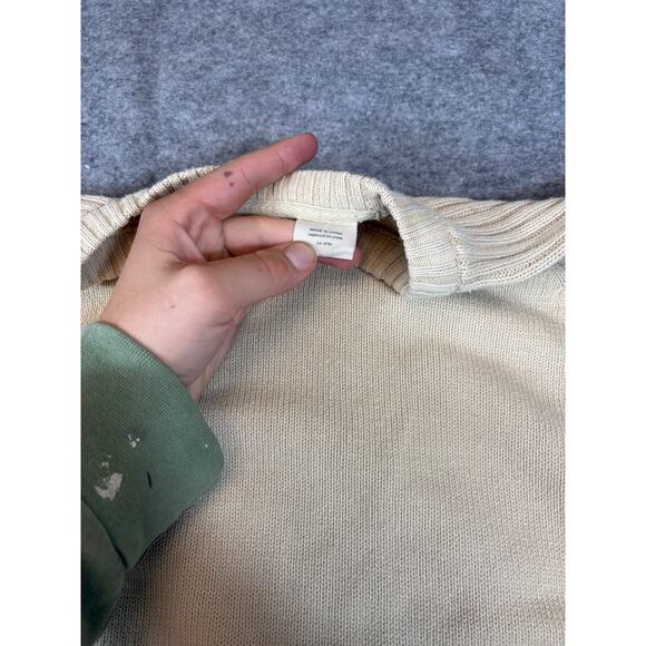 Vintage 90s Timberland Sweater Mens Large Beige Pullover Knit Gorpcore Preppy - Picture 3 of 5